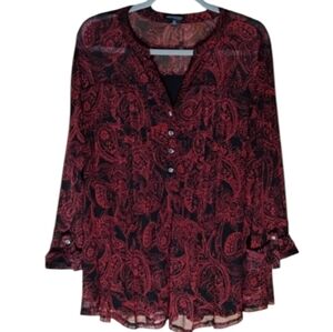 Ava & Grace Black and Red Paisley Blouse Sz 3X